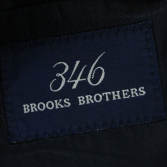 Brook Brothers 346 Blazer Men Sz 46R Navy Blue Two Button Front Wool Blend Lined - Picture 7 of 10